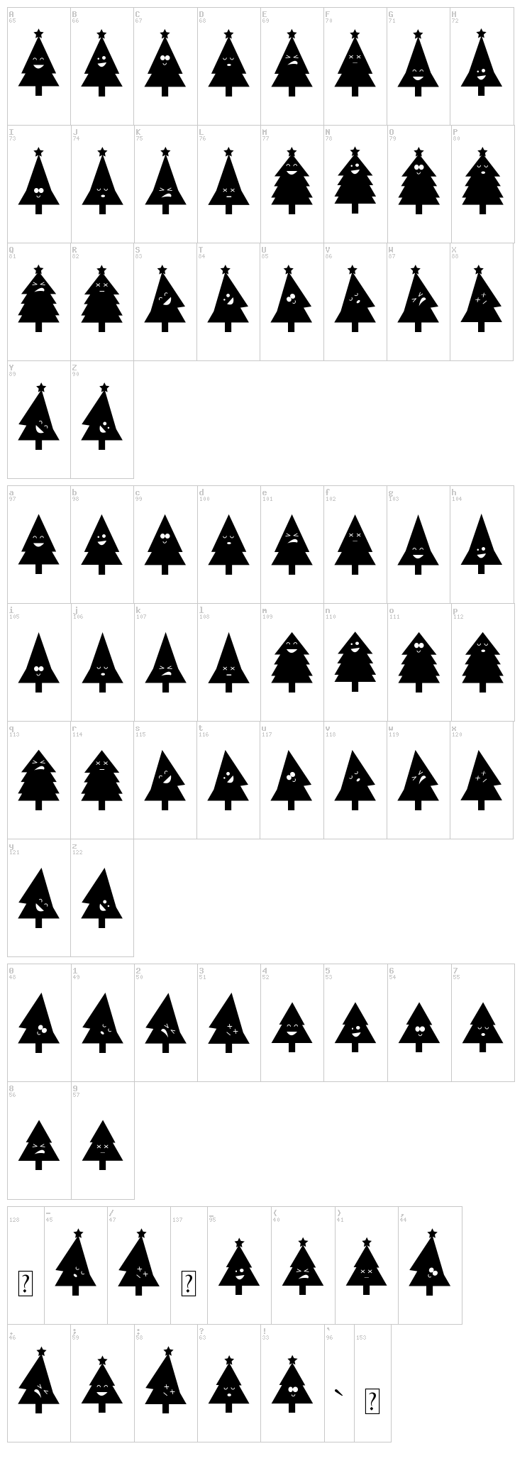 Oh Christmas Ding font map